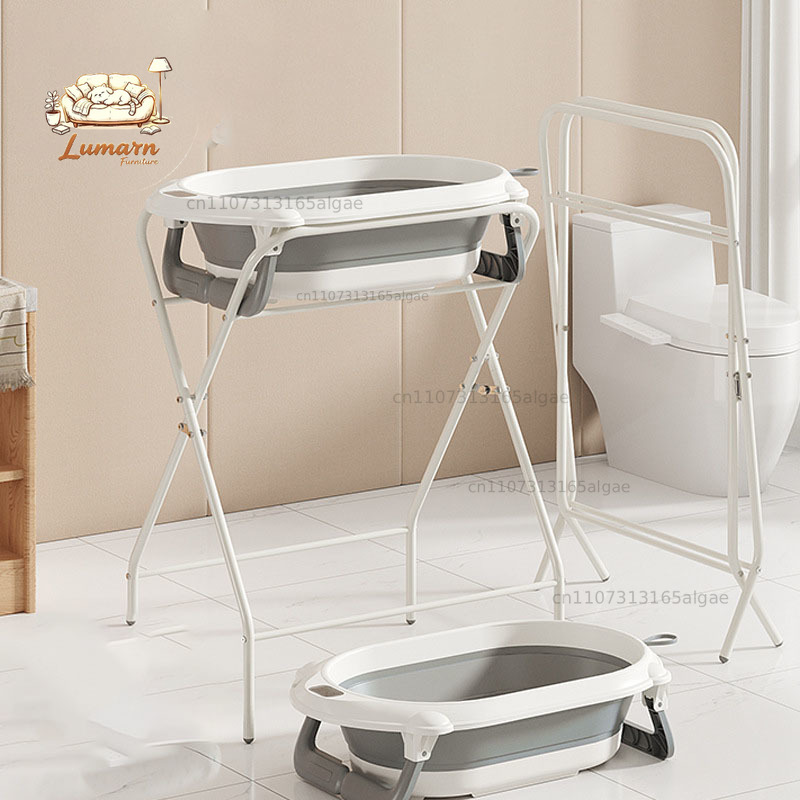 Baby Bath Tub Foldable - حوض استحمام للأطفال مع حامل ومجموعة