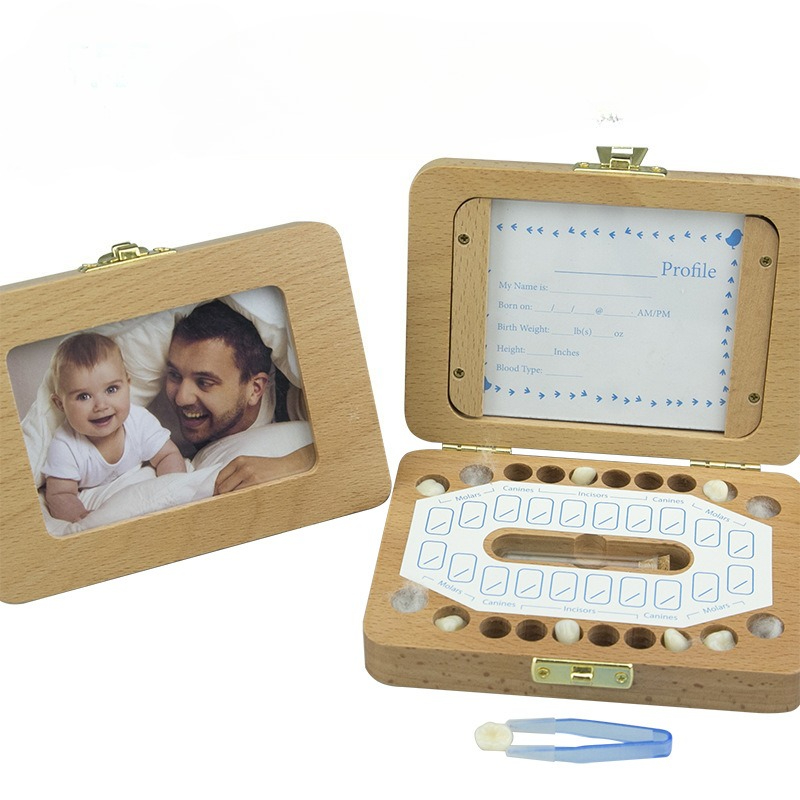 Baby Products Photos - إطار صور خشبي صناديق أسنان الطفل